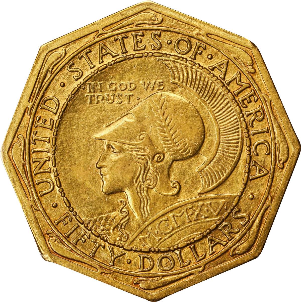 1915-S-$50-Panama-Pacific-Expo-Gold-Commemorative,-Octagonal